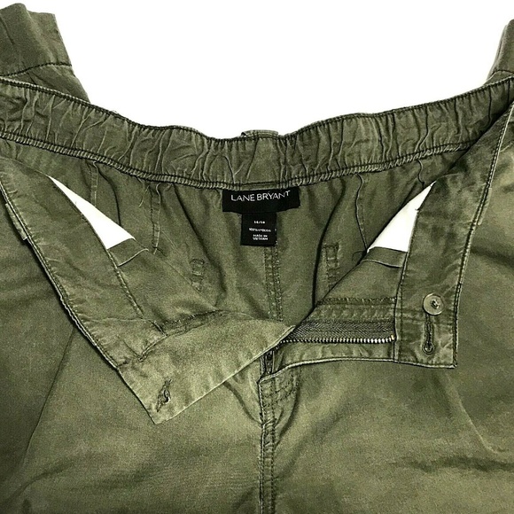 Lane Bryant Olive Pleated Wide Leg Crop Pant 38x22 - Picture 5 of 8